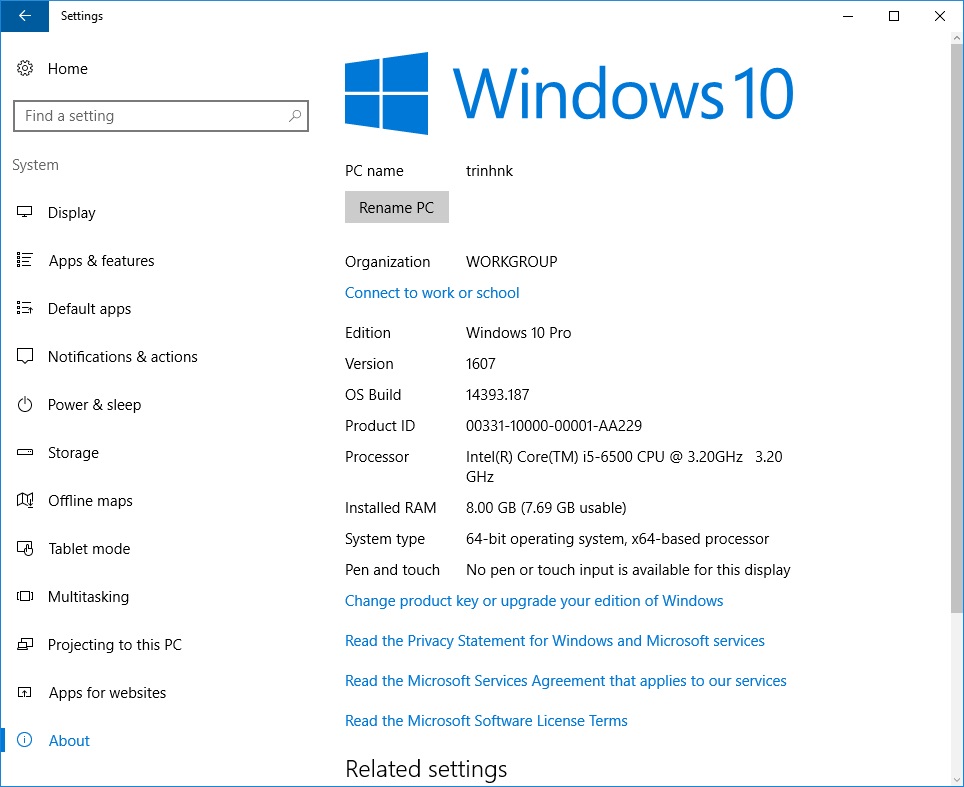 Xem thông tin phiên bản Windows 10 - hình 5