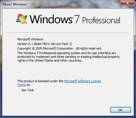 Xem thông tin phiên bản Windows 7