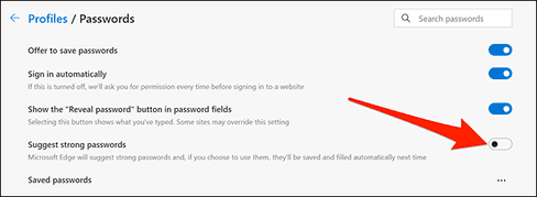 Cách Bật/Tắt Trình tạo mật khẩu trong Microsoft Edge 37